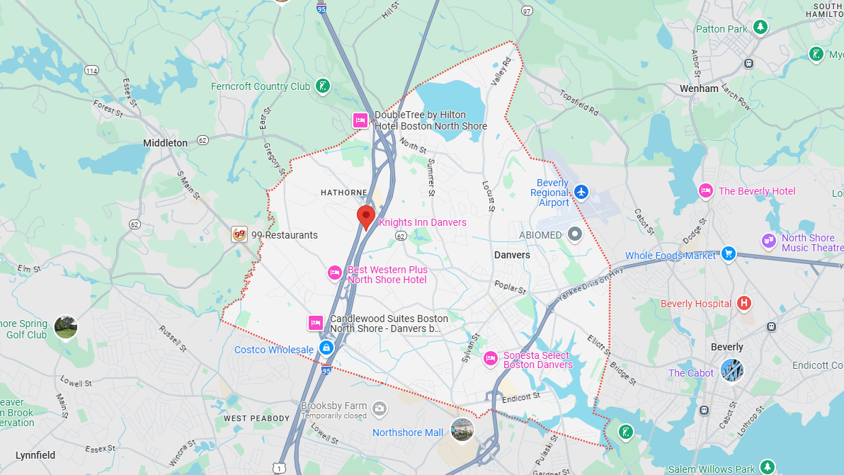Map of Danvers, MA